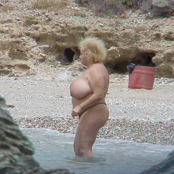 Pic #1 So Huge Tits BBW topless beach candid